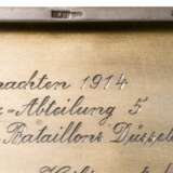 Silbernes Zigarettenetui der Ersatz-Abteilung 5 des Kraftfahr-Bataillons Düsseldorf, datiert 1914 - photo 5