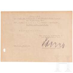 GFM Hugo Sperrle - signierter Zusatz zur Beurteilung von Wilhelm-Ferdinand Galland, 1942