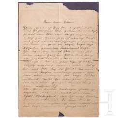 Hans-Joachim Marseille - eigenhändiger Brief an seine Eltern, wohl aus seiner RAD-Dienstzeit in Osterholz, 1938