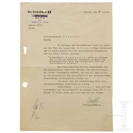 SS-Obergruppenführer Karl Wolff - signierter Brief an SS-GruF. Walter Schmitt, 1939 - photo 1