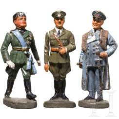 Drei Elastolin-Persönlichkeitsfiguren - Adolf Hitler, Hermann Göring und Mussolini