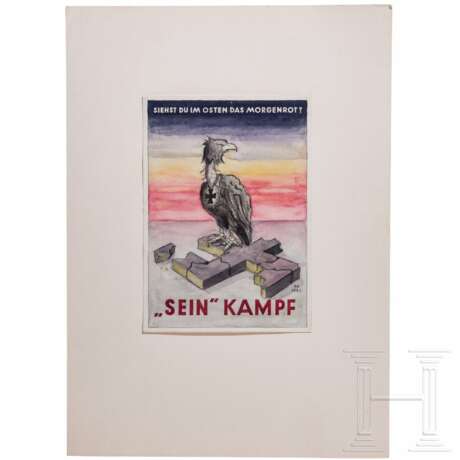 Antifaschistischer Plakatentwurf "Sein Kampf", datiert 1943 - photo 1