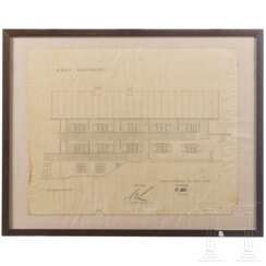 Roderich Fick - signierte Architekturzeichnung der Südansicht von "Haus Bormann" mit Gegenzeichnungs Martin Bormanns, 1937