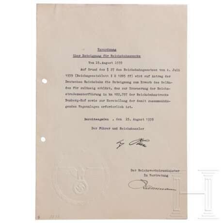 Adolf Hitler - Enteignungsverordnung zugunsten der Reichsbahn - фото 1