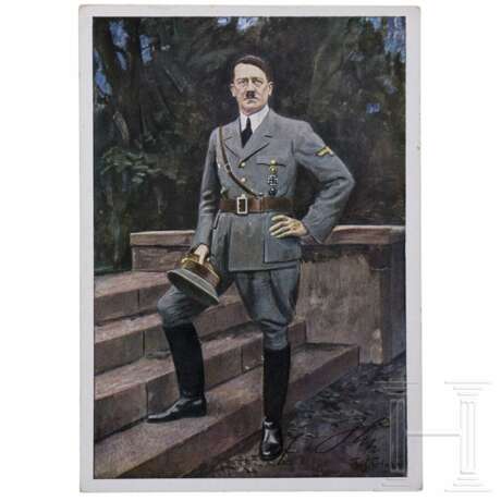 Adolf Hitler - eigenhändig signierte Postkarte nach dem Porträtgemälde von Franz Triebsch - Foto 1