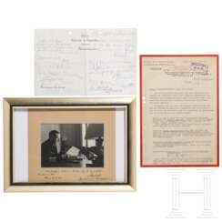 Autographen von Gen.Admiral Wilhelm Marschall und GFM Erhard Milch sowie "Geheim!"-Schreiben der Sipo von 1939