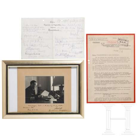Autographen von Gen.Admiral Wilhelm Marschall und GFM Erhard Milch sowie "Geheim!"-Schreiben der Sipo von 1939 - Foto 1