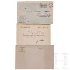 Betty Moritz - Danksagungskarte Hitlers für ihre Glückwünsche zur Ernennung zum Reichskanzler mit Kuvert, 1933