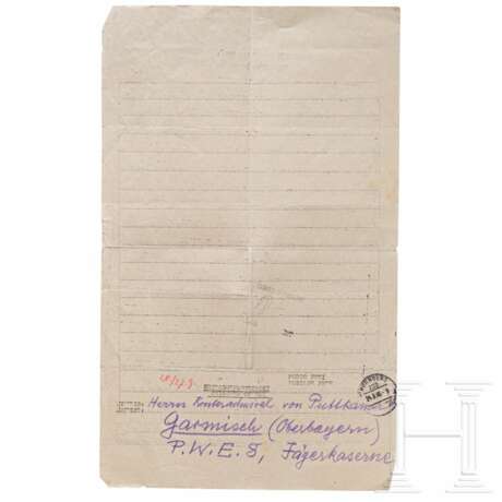 Karl-Jesko von Puttkamer (1900 - 1981) - zwei Schreiben bzgl. Landerwerb 1942, Karte und Brief Dönitz aus Nürnberg 1942, Autograph von Hindenburg und Anstecknadeln - фото 4