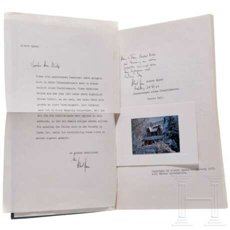 Albert Speer - Manuskript "Erinnerungen eines Oberprimaners - Teil I" mit Widmung, Übersendungsschreiben und Weihnachtskarte, 1973 - Foto 1