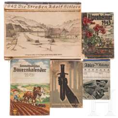 Fünf unterschiedliche Jahreskalender, 1940 - 1943