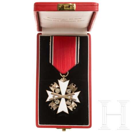 Deutscher Adler-Orden - Verdienstkreuz 5. Klasse mit Schwertern, Ausführung ab 1939, im Etui - Foto 1