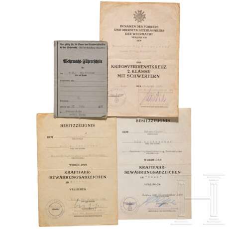 Drei Urkunden eines Uffz. beim Heeres-Kriegsberichterzug Nordukraine - Foto 1