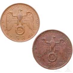 Zwei 5-Schilling-Spendenmünzen des WHW Gau Wien