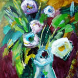 Белые цветы Canvas on the subframe Acrylic Expressionism Flower still life Russia 2024 - photo 1