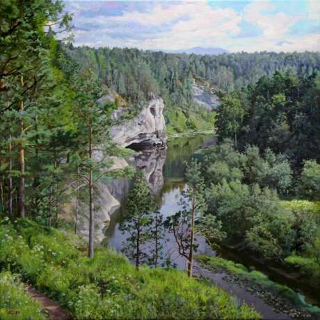 "Душистое лето" Canvas on the subframe Oil on canvas Contemporary realism Landscapes with river Russia 2024 - photo 1
