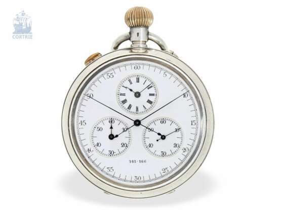 Taschenuhr: sehr seltene Beobachtungsuhr mit Schleppzeigerchronograph und 60-Minuten-Register, signiert Smith & Son London 141-166, um 1890 - Foto 1