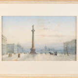 RUSSISCHER AQUARELLIST Tätig im 19. Jahrhundert Ansicht des Palastplatzes mit Alexandersäule in St. Petersburg - Foto 2