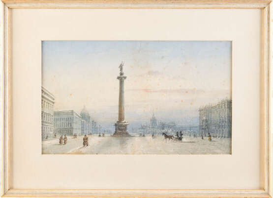RUSSISCHER AQUARELLIST Tätig im 19. Jahrhundert Ansicht des Palastplatzes mit Alexandersäule in St. Petersburg - photo 2