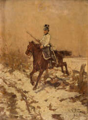 WILHELM VELTEN 1847 St. Petersburg - 1929 München Kavallerist in verschneiter Landschaft