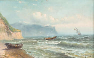 RUSSISCHER MARINEMALER Tätig 2. Hälfte 19. Jahrhundert Boot auf stürmischer See