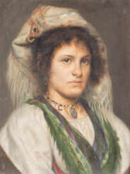 UNBEKANNTER BILDNISMALER Tätig um 1900 in Polen o. Ungarn Portrait einer jungen Frau in Tracht