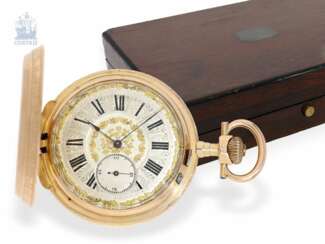 Taschenuhr: schweres Ankerchronometer mit Louis XV-Prunkgehäuse und Originalbox, J. Calame-Robert, um 1880