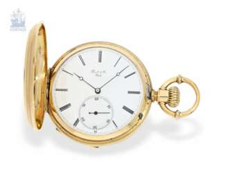 Taschenuhr: hochfeines, schweres Ankerchronometer mit goldenen Laufrädern, Perret & Co. Locle um 1870