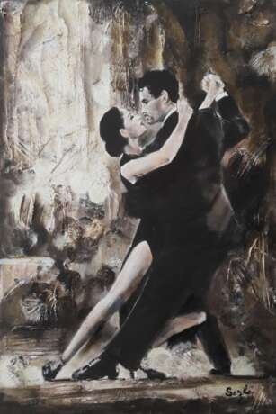 Tango - uma dança apaixonada da alma tela com grade óleo Impressionnisme Art de genre Portugal Santarém 2024 - photo 1
