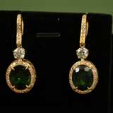 Gold earrings with diamonds and tourmalines Gold Other style 21th century - photo 2