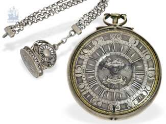 Taschenuhr: frühe Champlevé Taschenuhr, bedeutender englischer Uhrmacher, James Markwick II (1692-1730)