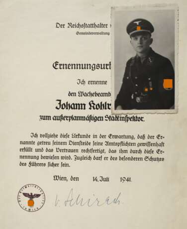 Ernennungsurkunde 3. Reich - Foto 1