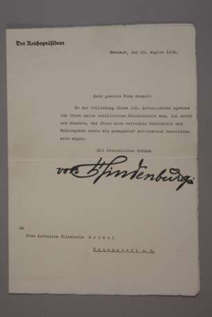 Autograph Paul von Hindenburg - photo 2
