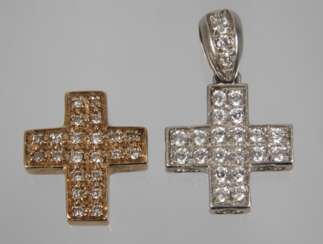 Zwei Kreuzanhänger mit Diamanten