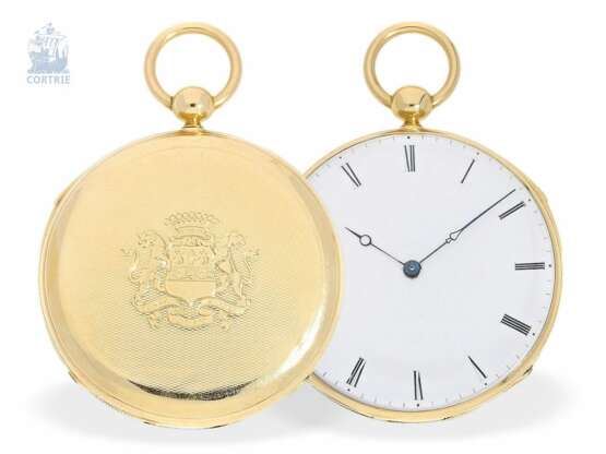 Taschenuhr: hochfeine französische Repetier-Uhr mit besonderer Werksqualität, ehemaliger Adelsbesitz, königlicher Uhrmacher Le Roy & Fils No. 29612, ca. 1850 - Foto 4