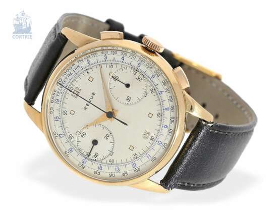 Armbanduhr: 18K Gold Chronograph in der seltenen 38mm-Größe, Revue Suisse, um 1950 - фото 1