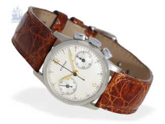 Armbanduhr: sehr seltener Damen-Chronograph in Edelstahl, Eterna 50er Jahre