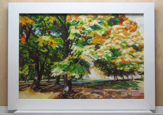 “Etude:)” Cardboard Oil paint Impressionist Landscape painting 2012 - photo 1