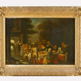 Dutch School 17. Century .Feasteng company in front of a noble house in landscape oil on canvas framed - фото 1