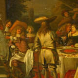 Dutch School 17. Century .Feasteng company in front of a noble house in landscape oil on canvas framed - photo 3