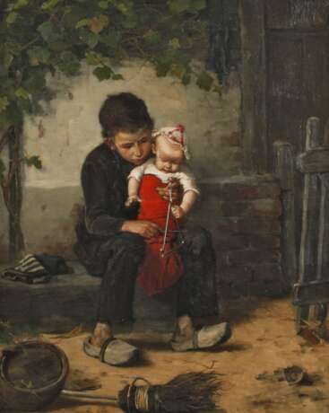 Emil Strecker, "Junge spielt mit Kind" - фото 1