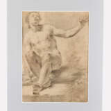 Black chalk drawing of a nude men looking upwards on paper on the reverse described G.Martino 1750 in Passepartout - photo 1
