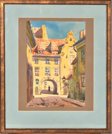 Vieille rue Riga Aldaru watercolor Design of 50-60’s Mid-20th century - Foto 1