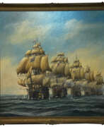 Période de Napoléon Ier. Oil Painting The Battle Of Trafalgar