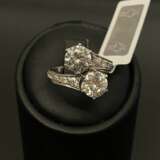 Platinum ring with diamonds and synthetic moissanites Platinum Other style 21th century - photo 1