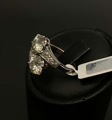 Platinum ring with diamonds and synthetic moissanites Platinum Other style 21th century - photo 3