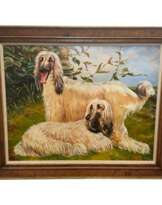 Portrait Afghan Hound Dogs Oil Painting Portrait Afghan Hound Dogs Oil Painting