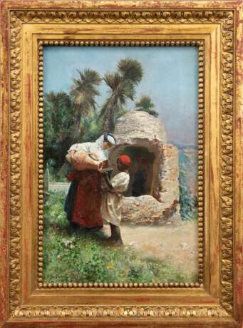 Schreiber, Paul (Maler um 1900) "Am Brunnen", Öl/ Lw., sign. u.l., 39,5x27 cm, Rahmen - photo 1