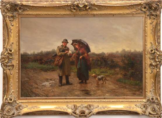 Taylor, Edward R. (1838 Hanley-1911 Birmingham) "Der Briefträger", Öl/ Lw., doubliert, sign. u.r., kl. Retuschen, 41x61 cm, Rahmen - photo 1