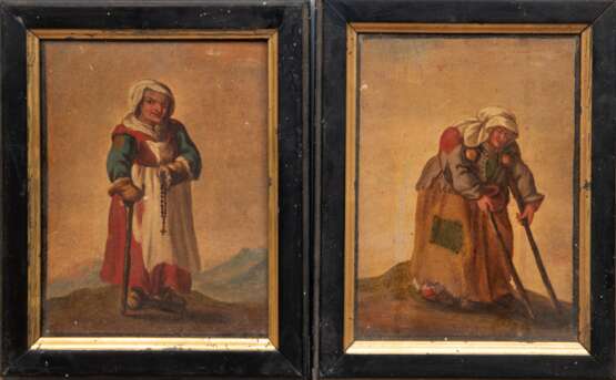 Flämischer Künstler 19. Jh. Paar Ölbilder "Frauenbildnisse", rückseitig mit Widmung und dat. 1832, 20,5x19,5 cm, Rahmen - photo 1